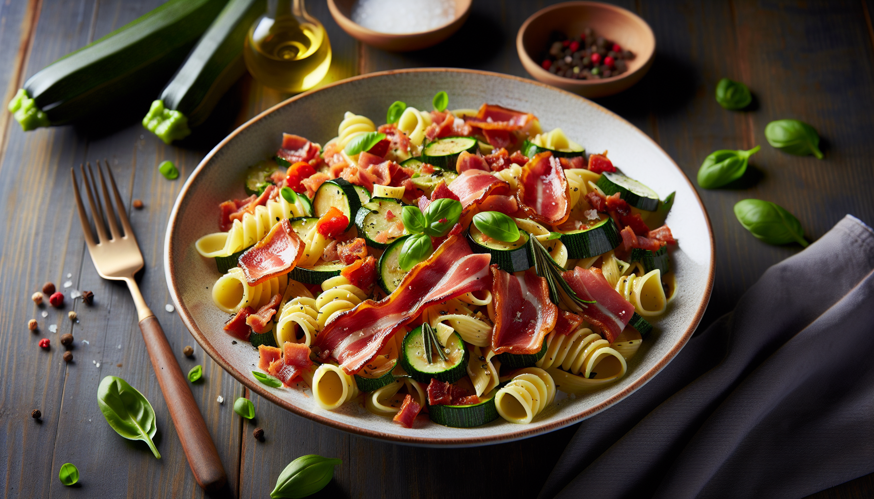 pasta con speck e zucchine